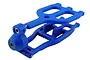 Blue RPM True-Track rear suspension arms and hub assembly for RC vehicles on a white background.