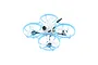 BetaFPV Meteor75 Pro FPV racing drone with a light blue frame, white canopy, and white propellers on a white background.