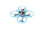 BetaFPV Air75 brushless whoop FPV racing drone with a translucent blue frame and clear propellers, shown from a high-angle studio shot.