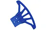 A blue RPM wide front bumper for an RC vehicle, featuring a triangular, open-frame design with mounting holes.