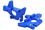 Two blue RPM RC rear bulkhead components for T/E-Maxx, showing molded plastic construction with metal hardware inserts.