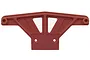A red RPM wide front bumper for RC vehicles, featuring a reinforced triangular design with mounting holes.
