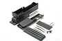 Traxxas radio box set for RC vehicles, including the main housing, lid, and various foam seals and small hardware components.