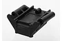 A black plastic Traxxas rear bulkhead spare part shown from a high angle against a white background.
