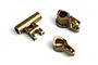 Three gold-coloured aluminium servo saver arm components for Maverick RC vehicles, shown against a plain white background.