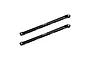 Two black GPM Racing aluminium rear chassis linkages for RC cars, each marked with 151mm length.