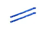 Two blue anodized aluminium RC chassis linkages with 151mm printed on them, set against a white background.