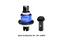 GPM Racing blue and black metal front differential gear set with 12T pinion and 30T ring gear against a white background.