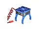 A blue GPM Racing aluminium motor heat sink with an integrated cooling fan and red and black coiled power wires with a JST connector.