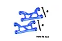 Two blue GPM Racing aluminium rear upper suspension arms with mounting hardware on a white background.