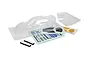 Maverick 1/24 Microbe clear unpainted RC body shell with included decal sheets and foam mounting pads.