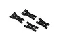 Four black plastic RC suspension arms arranged on a white background.