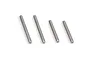 Four silver metal hinge pins of varying lengths arranged in a row against a white background.