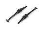 Two black metal CVD driveshafts for an RC car, shown against a plain white background.