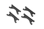 Four black plastic RC car upper suspension arms arranged on a white background.