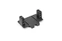 A black plastic Maverick servo mount spare part for RC vehicles, featuring a flat base with two vertical mounting towers with multiple screw holes.