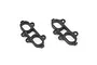 Two black plastic bumper mounts for Maverick RC vehicles, shown from an angled top-down perspective against a white background.