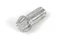 A silver metal differential pinion gear for an RC vehicle, shown from an angled perspective on a white background.