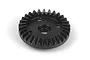A black steel 30-tooth differential bevel gear for Maverick RC vehicles, shown from an angled top-down perspective against a white background.