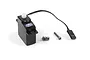 Maverick MS-02 mini servo with black plastic casing, white output gear, attached wire with connector, and three metal mounting screws.