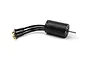A black Maverick 2845 brushless RC motor with three black wires ending in gold bullet connectors, isolated on a white background.