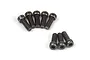 A set of eight black metal cap head screws with hexagonal sockets, arranged in two groups on a white background.