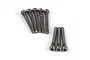 Eight metal partial thread screw shafts with hex heads arranged in two groups on a white background.