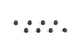 A set of eight small black metal grub screws arranged in two rows on a white background.