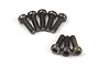 A set of eight dark metal cap head screws arranged in two groups against a plain white background.