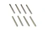 Eight identical silver-coloured metal suspension pins arranged in two rows of four on a white background.