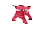 A red GPM Racing aluminium RC car and truck work stand against a white background.