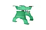 A green GPM Racing aluminium RC car and truck work stand against a white background.
