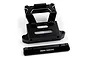 Black anodized aluminium rear shock tower and arm mount set by Yeah Racing for RC cars.