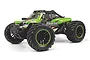 A studio shot of the BlackZon Spryte MT Turbo RC monster truck in green and black, featuring large off-road tires and a detailed body shell.