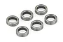 A set of six Atrek metal shielded ball bearings arranged on a white background.