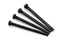 Four black metal suspension arm pin screws arranged in a fan shape against a white background.