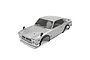 A silver Kyosho 1/10 scale Nissan Skyline 2000GT-R RC car body shell featuring black fender flares and detailed trim.