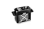 MKS X6 HBL599 standard metal geared servo in black with silver accents, shown from a high angle against a white background.