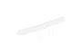A white foam RC airplane wing spare part with two small control horns and two small plastic mounting pieces on a white background.
