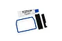 Traxxas receiver box seal kit including a blue rubber gasket, two black foam strips, and a tube of Traxxas silicone grease on a white background.