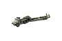 A 1/16 scale WPL B36-3 RC military-style transporter truck in olive green with an attached flatbed trailer, viewed from a high angle.