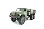 A studio shot of a green WPL B16 6WD RC military truck on a white background.