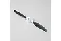 E-Flite propeller and white spinner assembly for RC aircraft on a plain grey background.