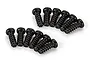 A set of ten black metal coarse thread binder head screws arranged in two rows on a white background.