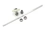 Atrek centre driveshaft assembly components including a long metal shaft, a plastic spur gear with metal pinion, a small metal pinion gear, and two ball bearings.
