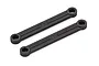 Two black plastic RC steering linkage rods with 58.5mm molded into the surface, isolated on a white background.