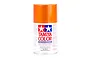 A 100ml can of Tamiya PS-61 Metallic Orange polycarbonate spray paint, featuring the Tamiya logo and safety warnings on a white background.