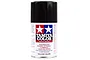 A 100ml can of Tamiya TS-6 Matte Black lacquer spray paint for plastic models, featuring the iconic red and blue Tamiya logo on a white background.