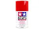 A 100ml can of Tamiya TS-8 Italian Red lacquer spray paint for plastics, featuring the Tamiya logo and safety warnings on a white background.