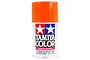 A 100ml can of Tamiya TS-36 Fluorescent Red lacquer spray paint for plastic models, featuring the iconic Tamiya logo on a white background.